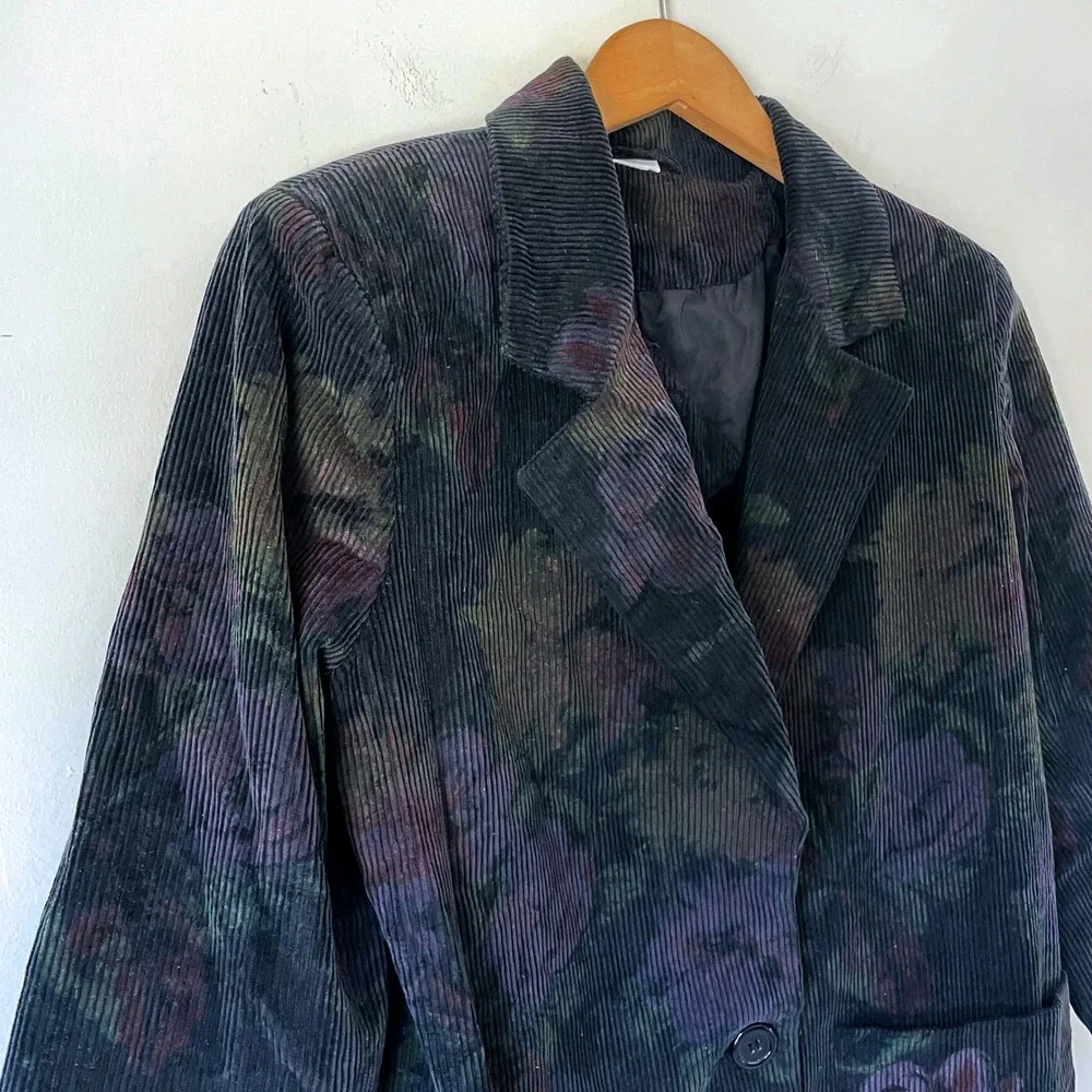 Vintage Corduroy Blazer Sz Small Whimsigoth Moody Floral Dark Academia Cottage